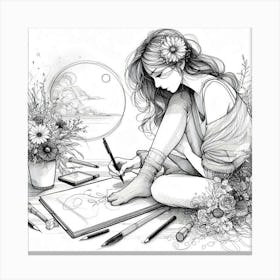 Drawing Girl Canvas Print