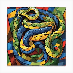 Snakes Cubism Style Canvas Print