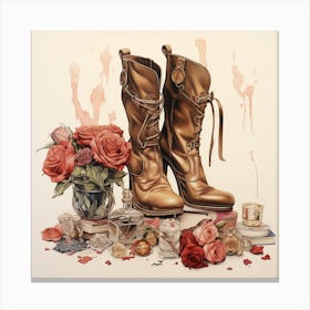 Boots And Roses 1 Canvas Print