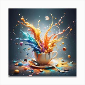 Splashes Of Color in a Cup Canvas Print
