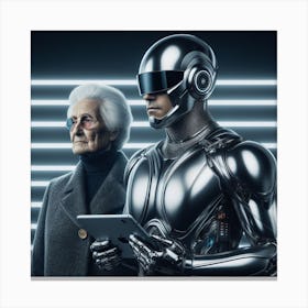 Robots And Old Ladies Canvas Print