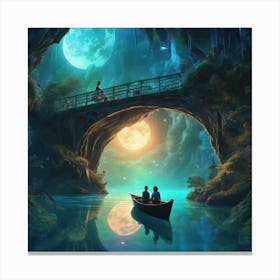 813497 Realistic Vision Bioluminescent Cave, Bridge, Boat Xl 1024 V1 0 Canvas Print