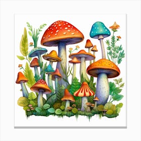 Watercolor Mushrooms Canvas Print