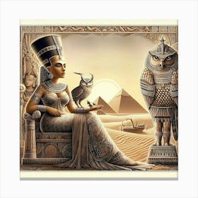 Egyptian Queen And Owl Canvas Print
