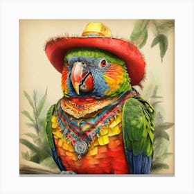 Parrot In A Hat 4 Canvas Print