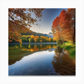 Autumn Trees By The Lake 3 Canvas Print