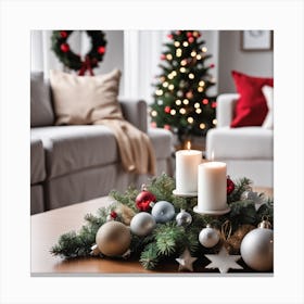 Christmas Decor In Living Room Canvas Print