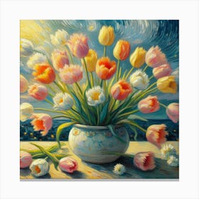 Tulips In A Vase Canvas Print