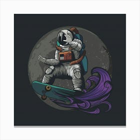 Astronaut Riding A Skateboard Canvas Print