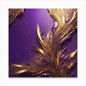 Purple And Gold Feathers Canvas Print