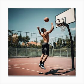 Basketball Player Dunks A Basketball Canvas Print