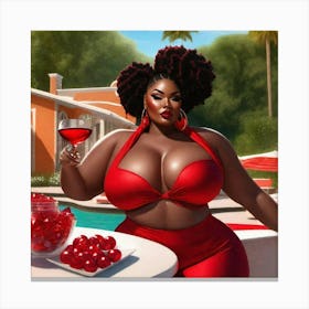 Ebony Woman In Red Canvas Print