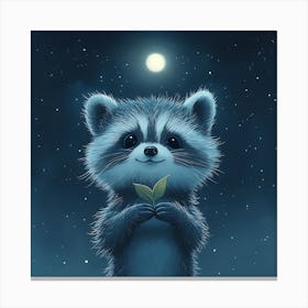 Curious Raccoon with Heart Leaf Backdrop 2 Canvas Print