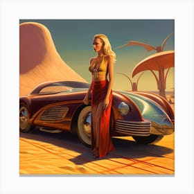 Girl And A Car 1 Canvas Print