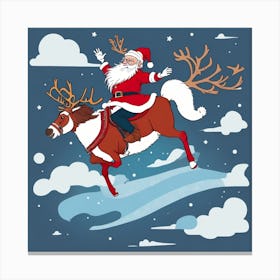 Santa Claus Riding Reindeer Canvas Print