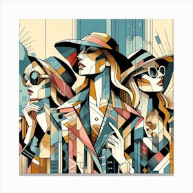 Three Women In Hats Canvas Print