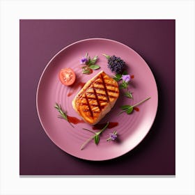 Grilled Steak On A Plate Canvas Print