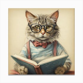 Cat Reading Book 5 Canvas Print