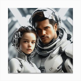 Man And Woman In Space Canvas Print