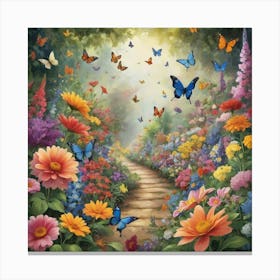 Butterfly Garden Paintings Art Print Canvas Print