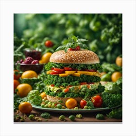 Photoreal Vegan Food Realistic Vegetarian Food Green Organic F 0 Canvas Print