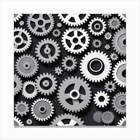 Gears On A Black Background 3 Canvas Print