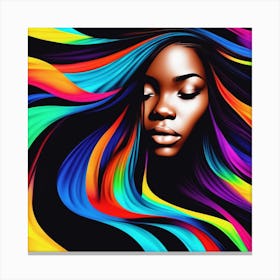 Afro-American Woman With Colorful Hair Canvas Print