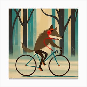 Wolf On A Bike 1 Canvas Print