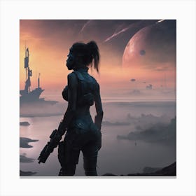 Woman In Space 3 Canvas Print