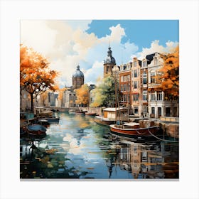 Ephemeral Elegance Amsterdam S Summer Symphony On The Canal Canvas Print