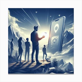 People Looking At A Phone Canvas Print