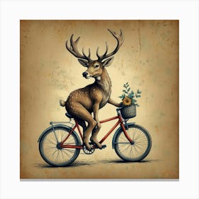 Deer On A Bike 6 Canvas Print