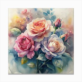 Watercolor Roses 9 Canvas Print