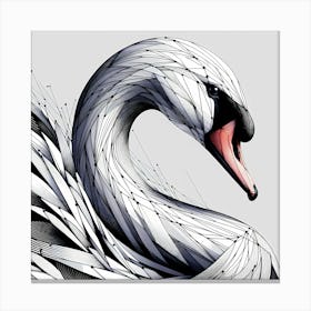 Swan - Abstract Line Art Illustration 65 Canvas Print