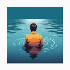 Man In Water art Canvas Print