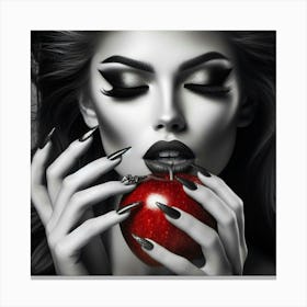 Sexy Woman With Red Apple Canvas Print