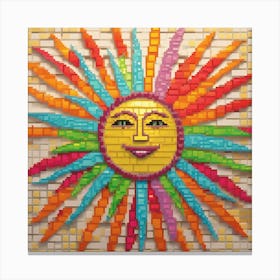 Mosaic Sun A Sun Created From A Mosaic Of Small Tiles In Different Colors And Texturesa Vibrant 1 Canvas Print