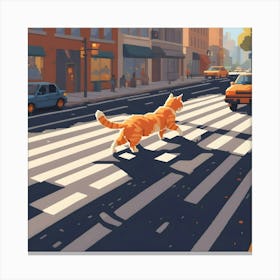 Cat Crossing The Street 1 Canvas Print