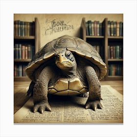 Turtle In A Book 1 Canvas Print