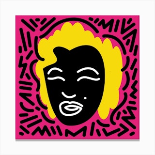 Black Marilyn Pink By Hen Macabi Canvas Print
