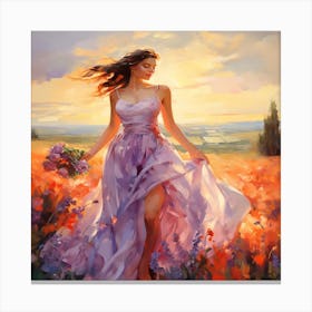 Girl In A Field Canvas Print