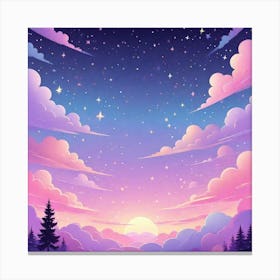 Sky With Twinkling Stars In Pastel Colors Square Composition 186 Canvas Print