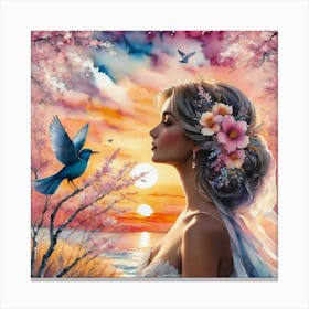 Sunset Bride Canvas Print