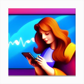 Portrait Of A Woman Using A Smartphone Canvas Print