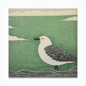 Ohara Koson Inspired Bird Painting Seagull 3 Square Canvas Print