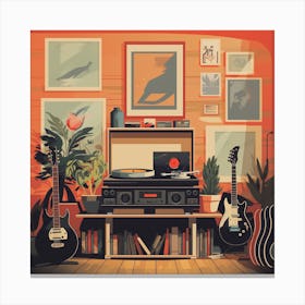 Classic Vinyl Records Design Scene Canvas Print