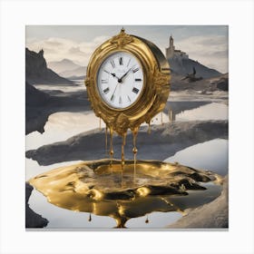 Golden Clock In The Water Canvas Print