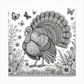 Line Art turkey 2 Canvas Print