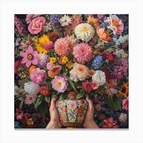 Floral Arrangement Retro Painting Canvas Print