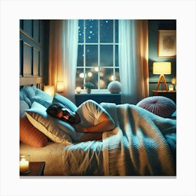 Man Sleeping In Bed Canvas Print